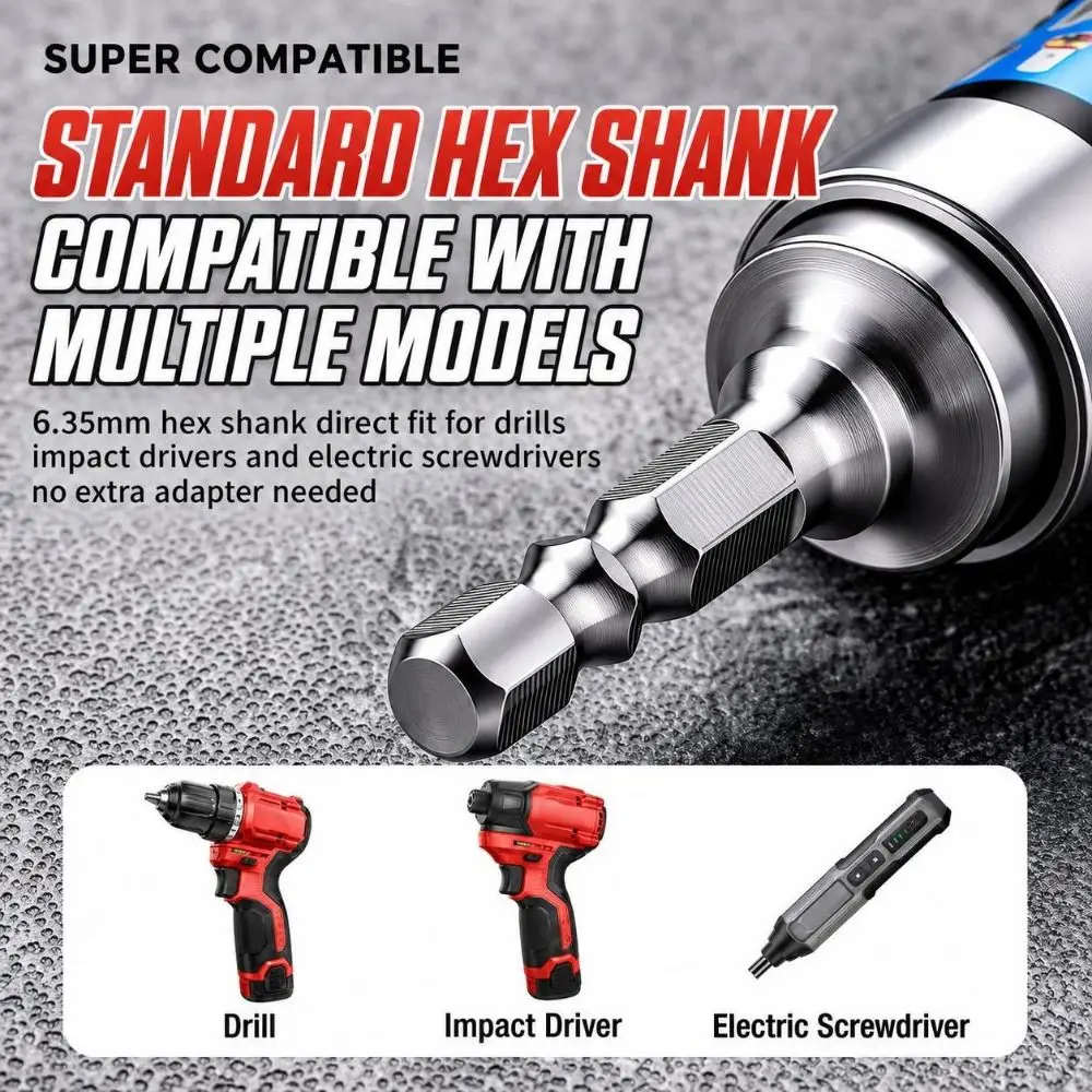New 360 Degree Swivel Swivel Adapter Flexible Wobble Joint Hex Shank Wobble Adapter Metal Nut Removal Mechanical Assembly