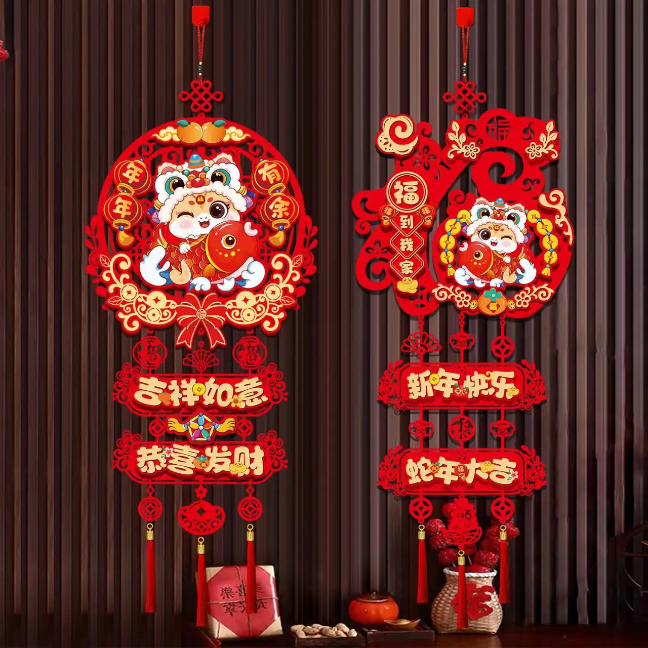 

2025 Year of The Snake Chinese Character Sticker Spring Festival 3D Paper Cuttings Window Decoration New Year Decoration