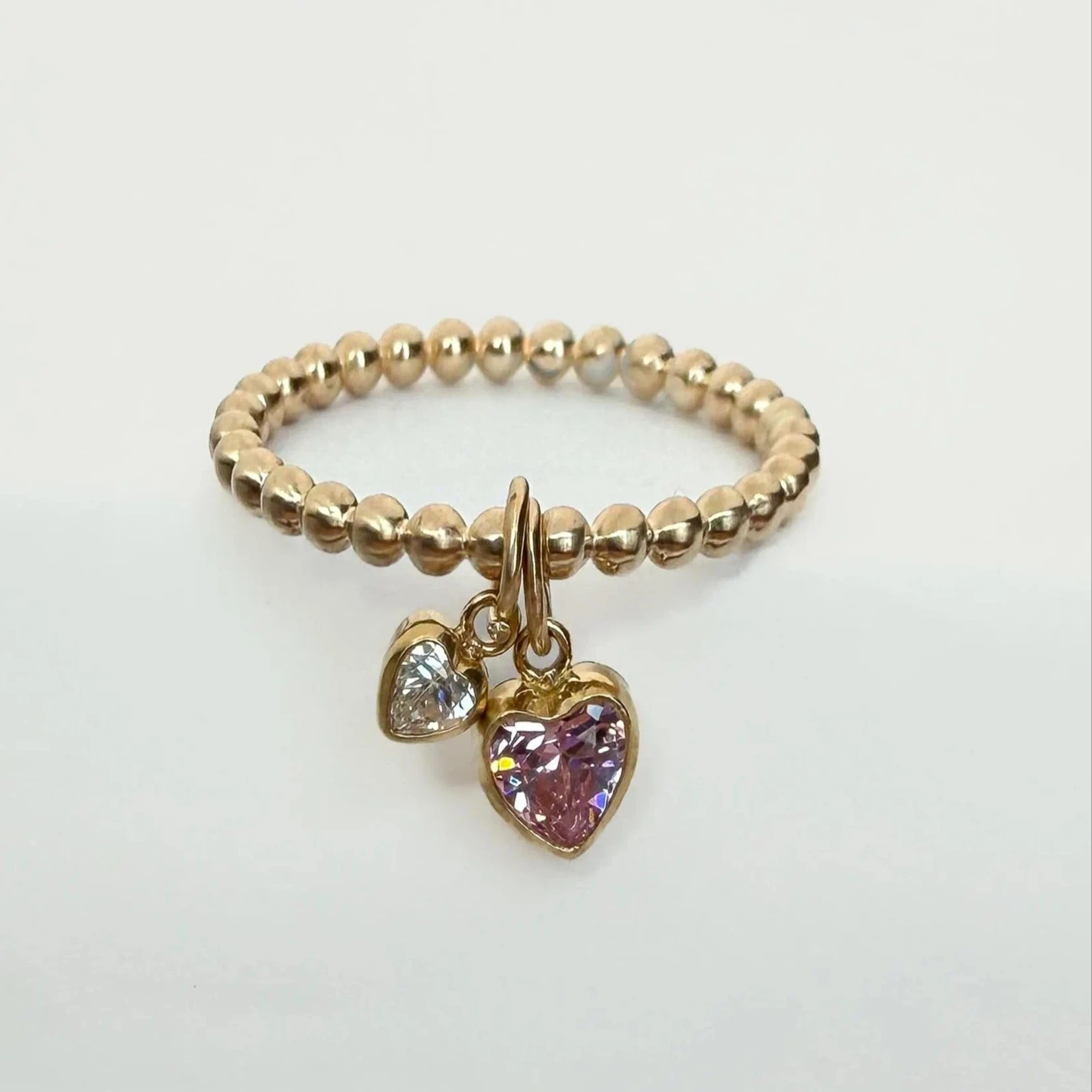 Double Heart Diamond CZ Ring 14k Gold Filled Dainty Heart Ring Luxury Jewelry Tarnish Resistant Jewelry Gift for Women