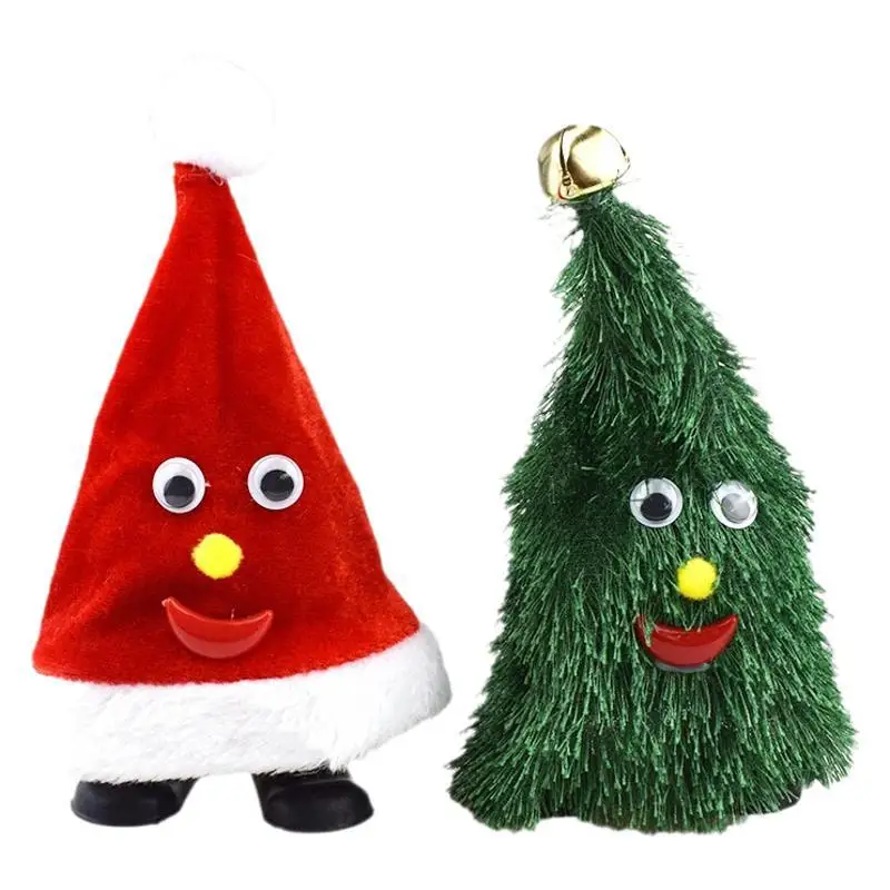 Children's Electric Will Running Christmas Hat Toys Walking Swinging Bell Lights Tree Creative Kids Interaction Hat Toys Gifts