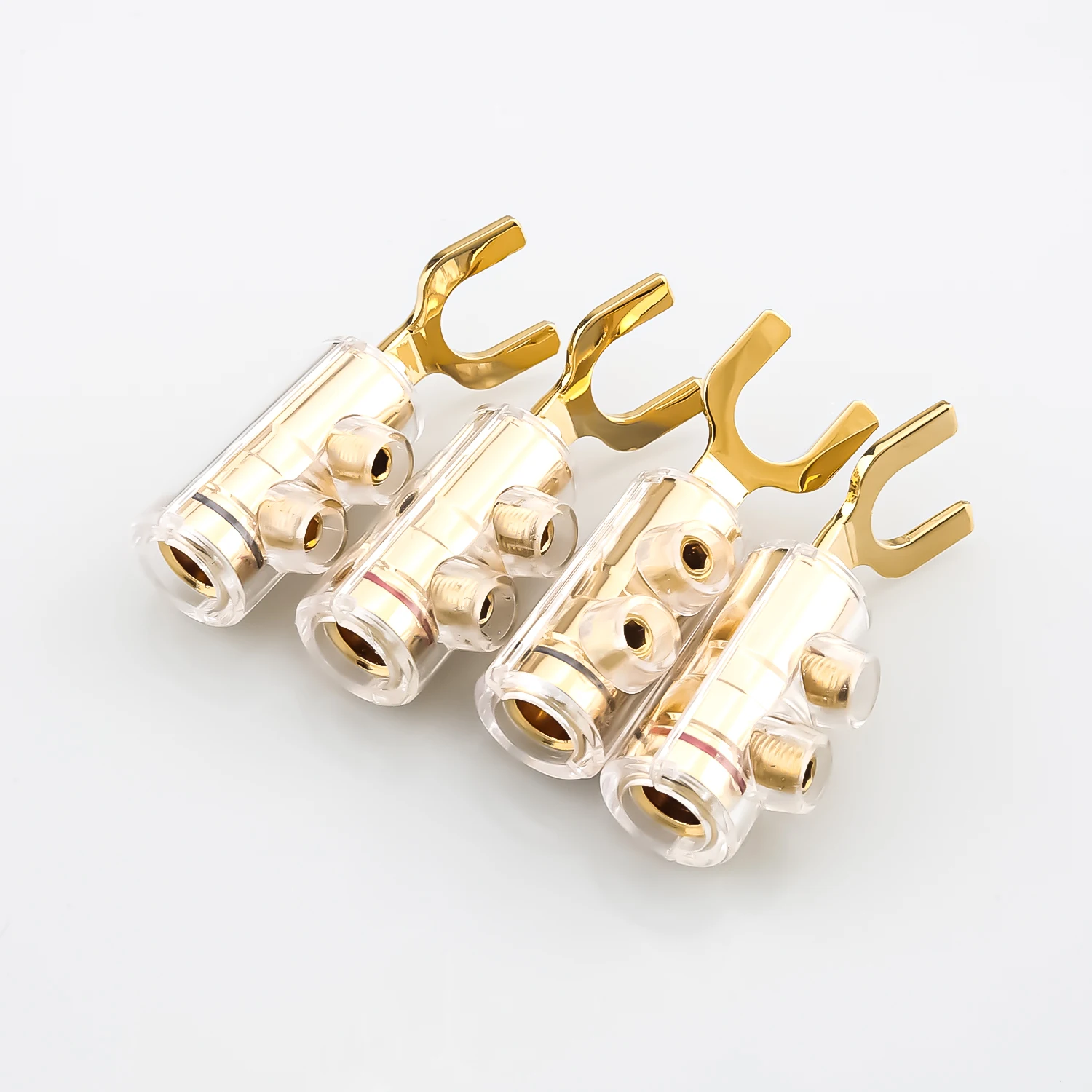 Hot Sell Audiocrast B554R Rhodium Plated  Plug Conenctor Fork plug Spade Speaker Y Plugs Audio Screw Fork Connectors High Clear