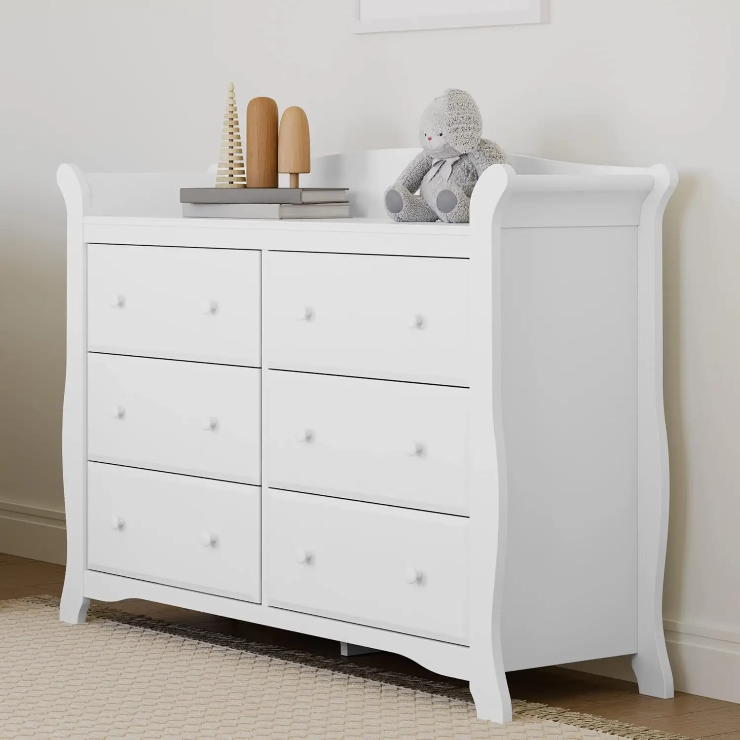 6 Drawer Double Dresser (White) Dresser for Kids Bedroom, Nursery Dresser Organizer, Chest of Drawers for Bedroom