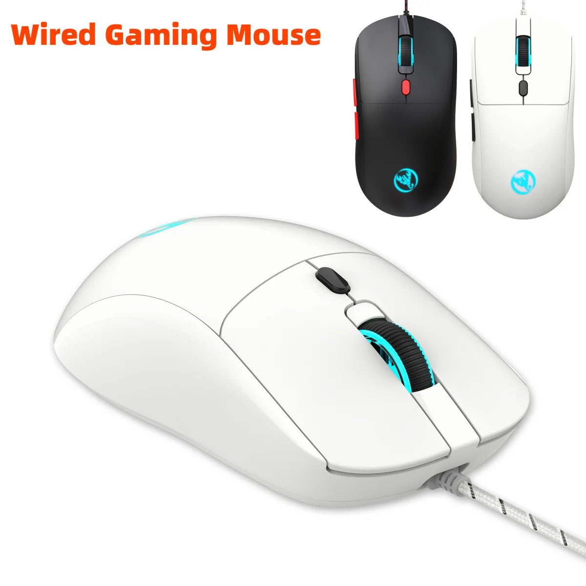 Mouse com fio USB UTHAI X200 com luz de fundo colorida, 6 botões, 3600DPI ajustável, acessórios de computador, mouse fotoelétrico