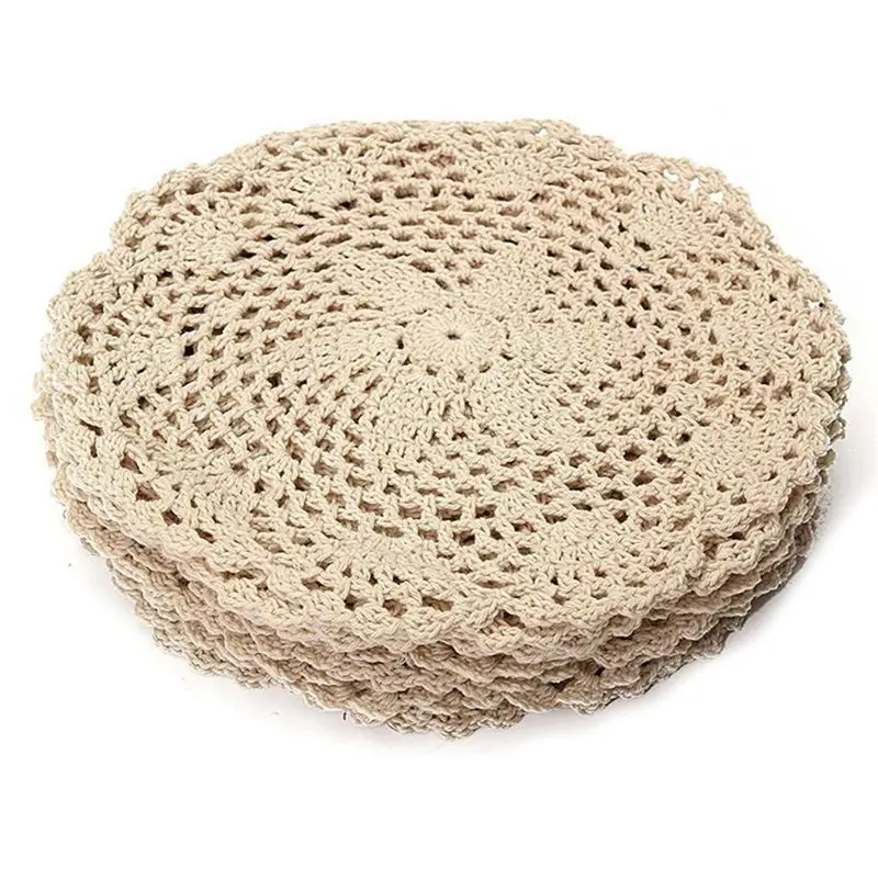 NEW HOT In Stock-12Pcs Vintage Cotton Mat Round Hand Crocheted Lace Doilies Flower Coasters Lot Household Table Decorative Craft