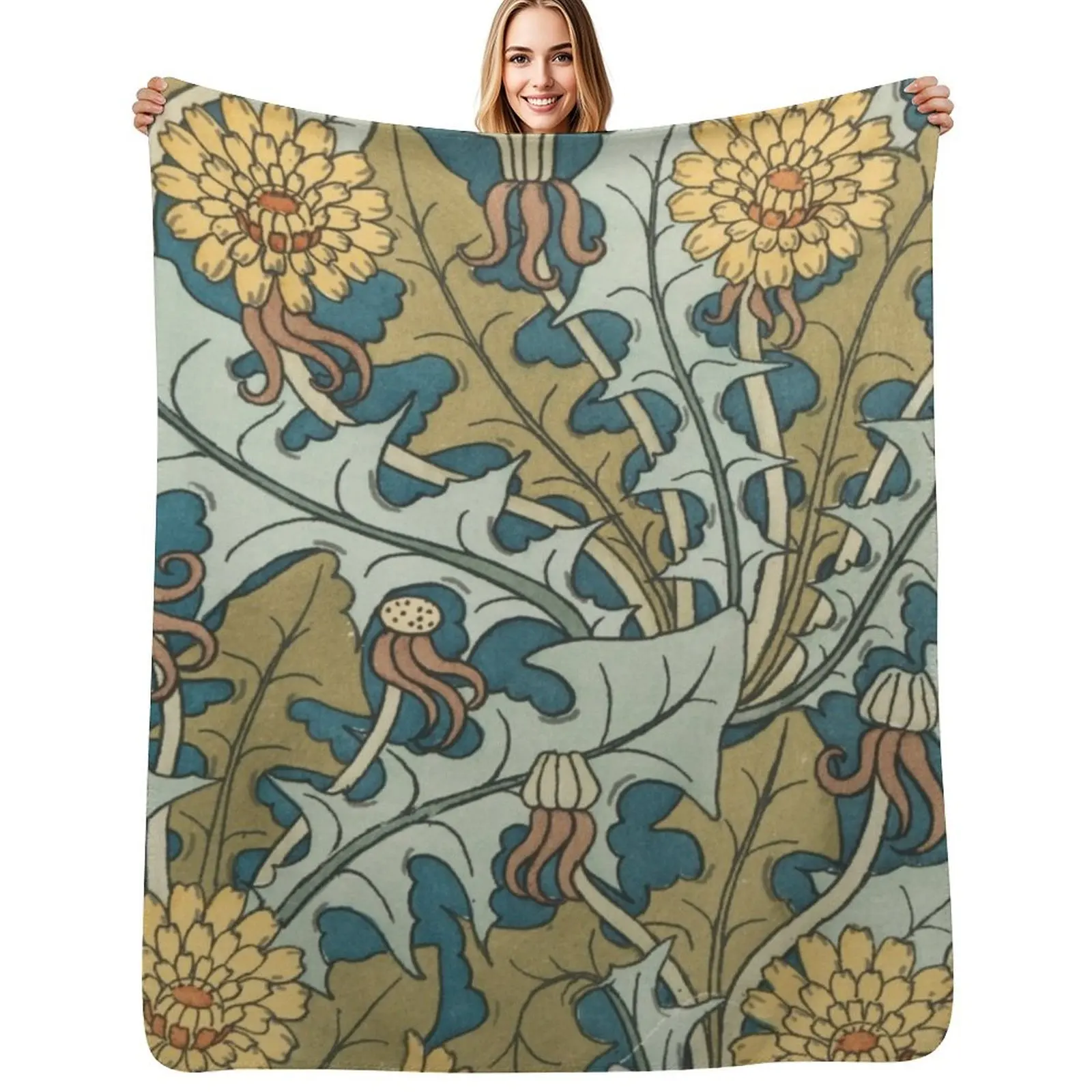 Art Nouveau Dandelion Throw Blanket Cute Plaid Bed linens Sofa Blankets For Bed bed plaid Moving Blankets