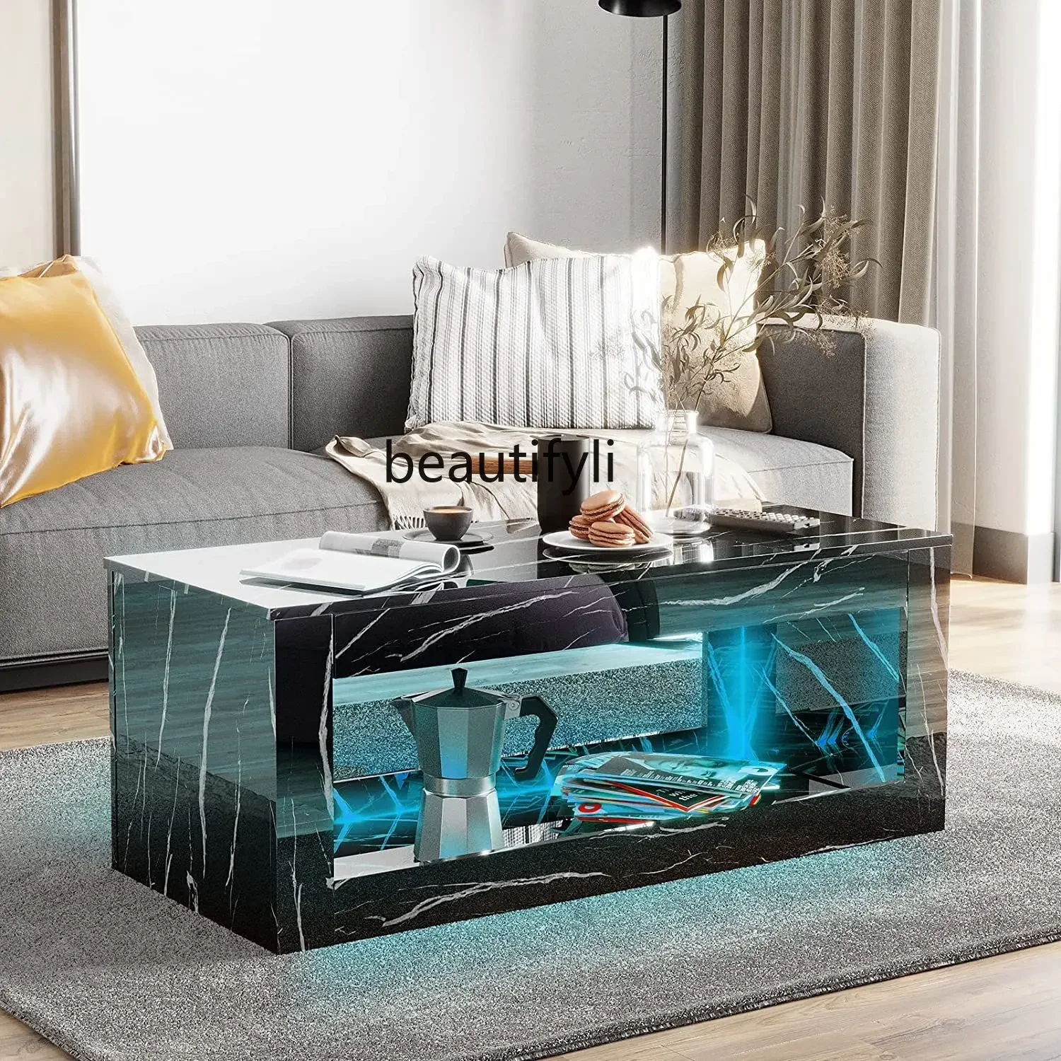 TTT Multifunctional coffee table Lights LED lights Coffee table Hotel apartment Living room, multifunctional table
