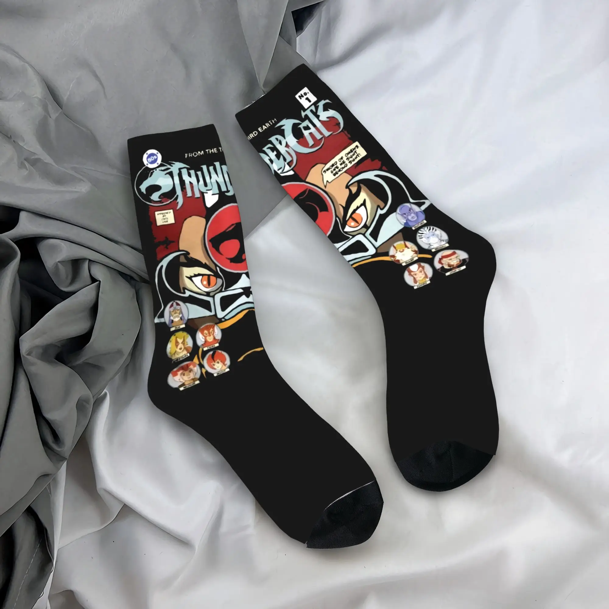 

Custom Fun Printing Cartoon Anime Thundercats Socks for Women Men Stretchy Summer Autumn Winter HiMan Cheetara Crew Socks