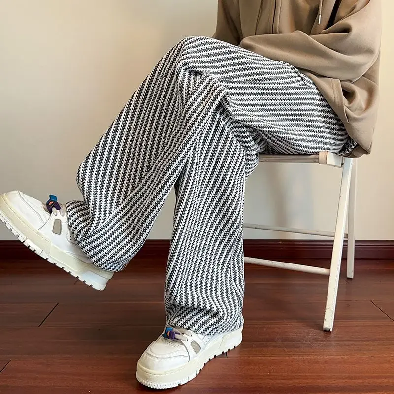 

American Retro Striped Pants Men'S Small Fragrant Casual Pants Versatile Straight Trousers