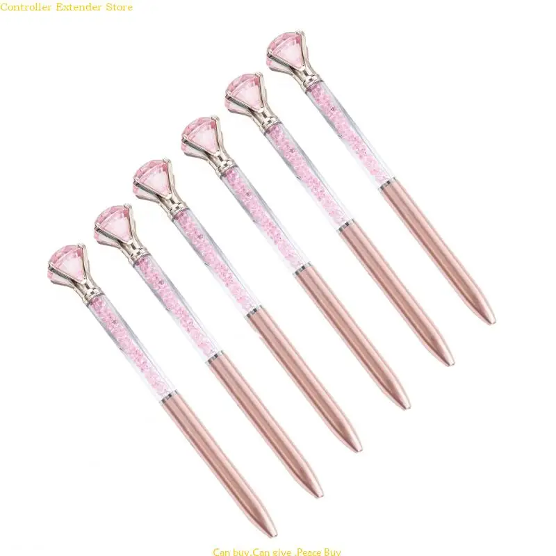 6Pcs Big Crystal Ballpoint Pen for Women Girl, Large Crystal Pen for Wedding Birthday Christmas Stocking Fillers