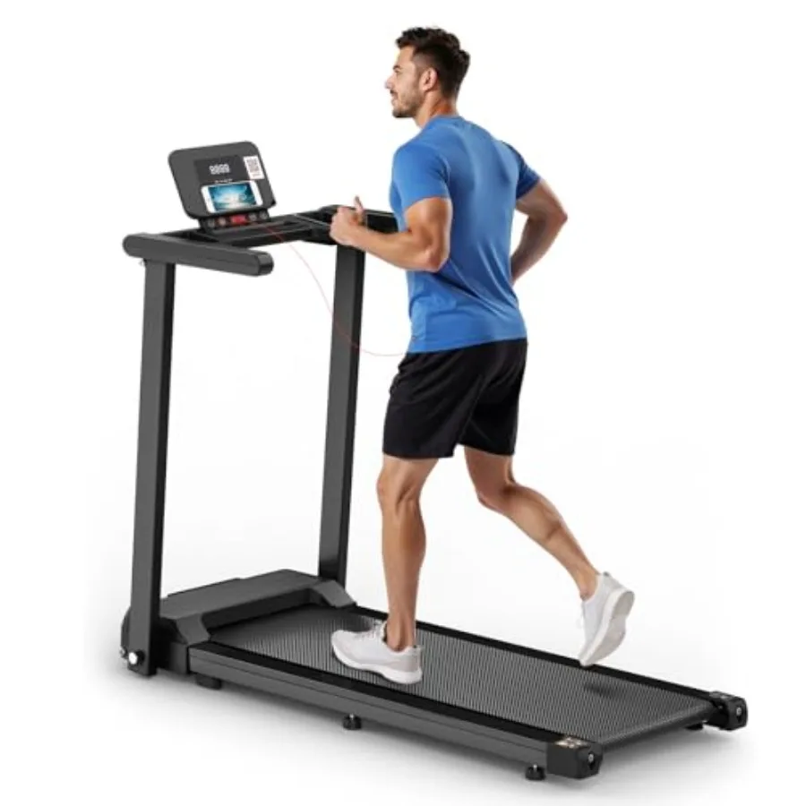 Cinta de correr plegable de 2,5 HP con pantalla LED de pasamanos, capacidad de peso de 300 libras, uso compacto en el hogar y la oficina, fácil almacenamiento para espacios pequeños