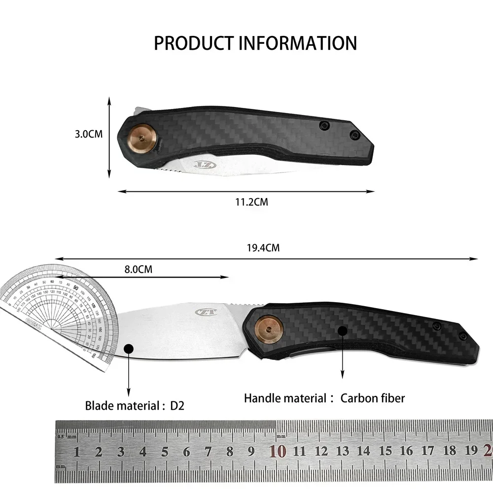 0545 folding knife, outdoor camping tactical hunting multi-purpose pocket EDC pocket knife carbon brazed handle D2