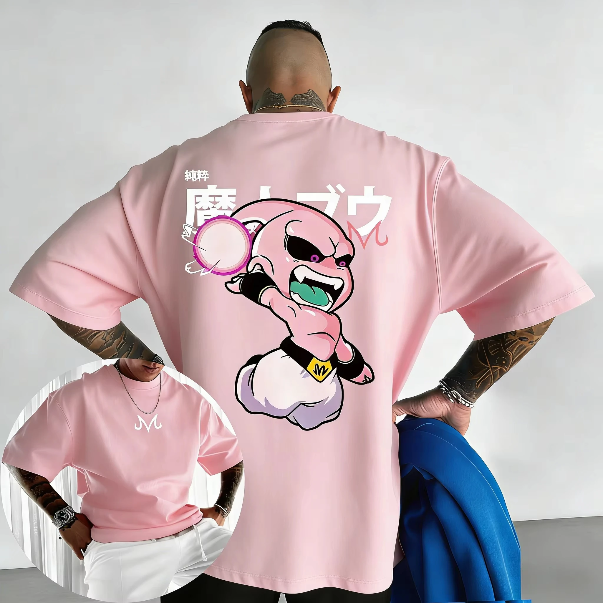 2026 Neues Dragon Ball Anime Baumwoll-T-Shirt Sommer Majin Buu Bedruckt Herren Damen und Kinder Street Hip Hop Lässiges Kurzarm-Oberteil – Detail 3