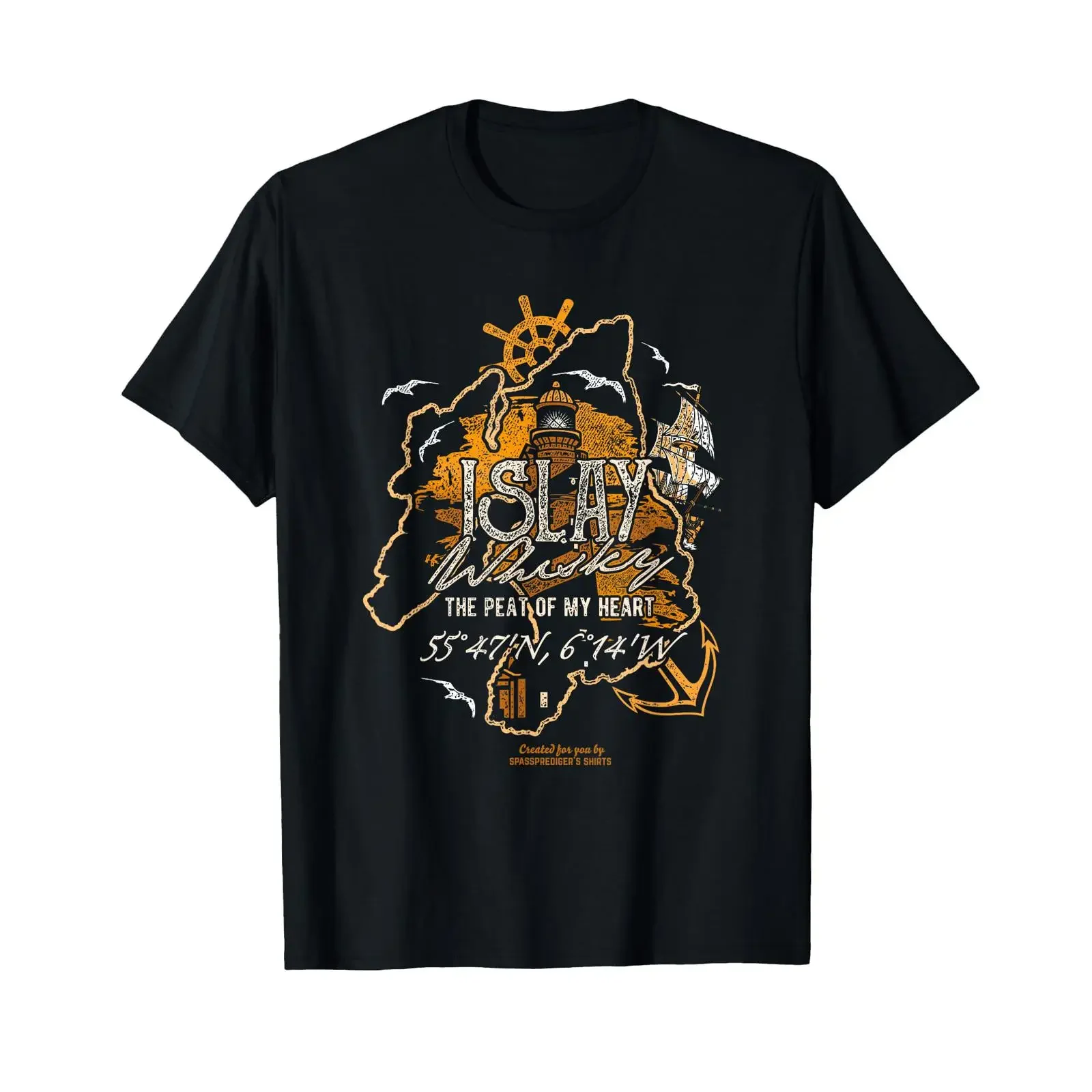 Whisky Peat of My Heart Cool Original Islay Malt T Shirt vintage Washed Top For Everyday Wear Slightly homme graphic fashion