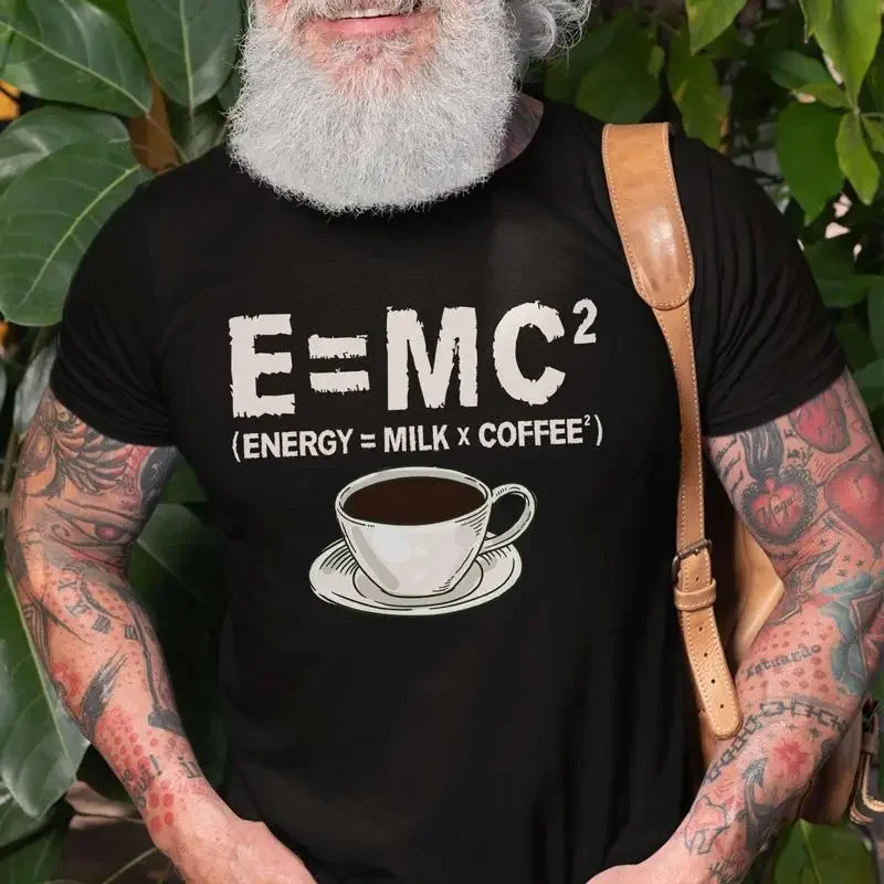Funny Energy milk coffee science T shirt equivalence E mc2 tee