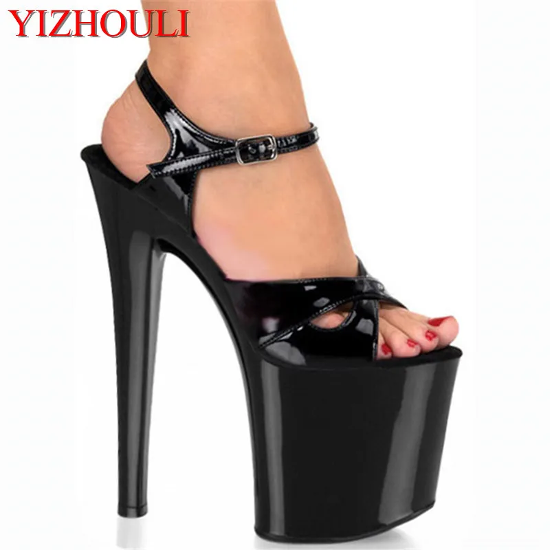 

Classic Black Plus Size 20cm Super High Heel Shoes Platform Sandals 8 inch pole sclubbing high heels dance shoes