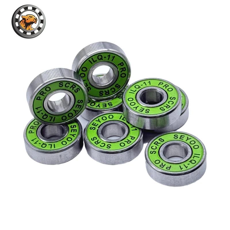 8 Uds 608RS ILQ-11 verde 8x22x7mm rodamientos de rueda de patines sello de ranura profunda ABEC-9 rodamientos de bolas en miniatura para monopatín