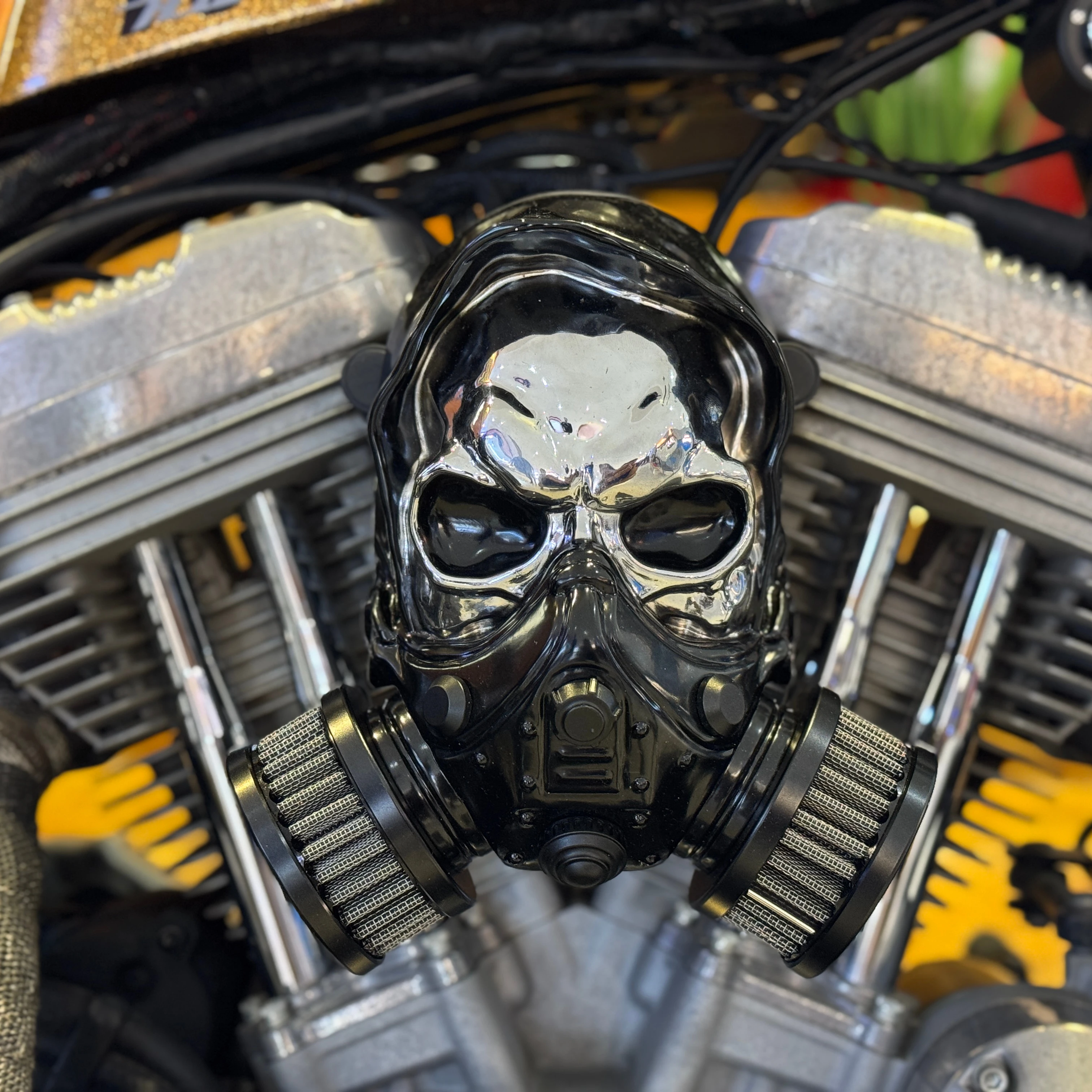 オートバイ スカル ハイパフォーマンス ハウフロー エアフィルター スポーツスター XL 2004-2023用