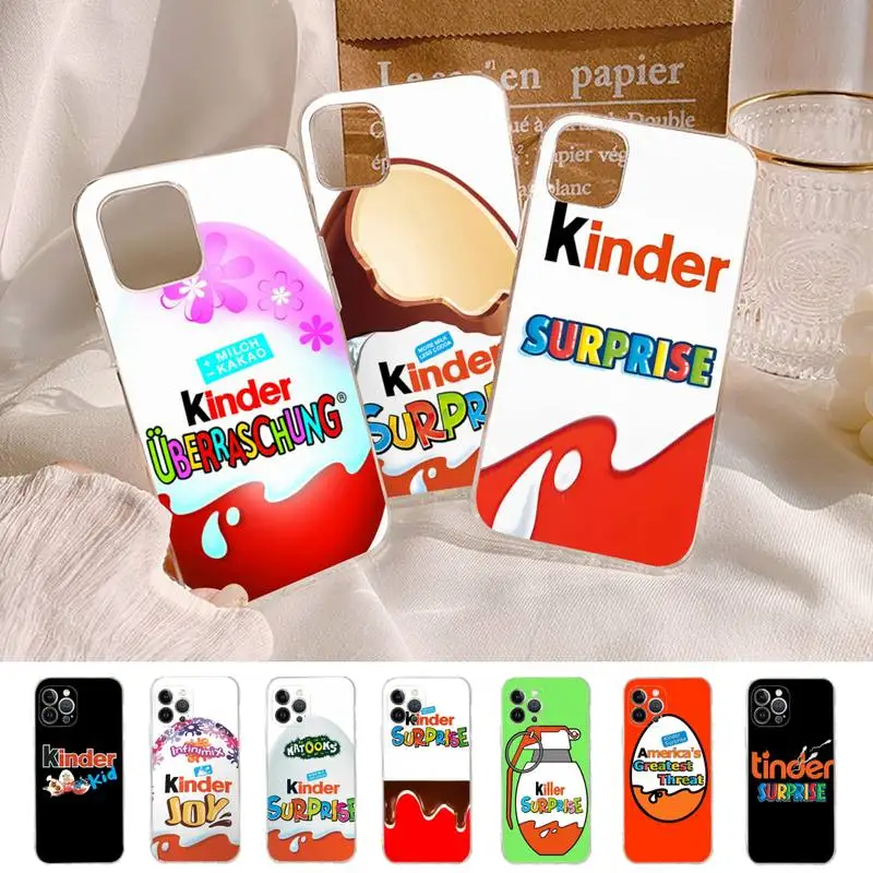 Nueva caja de teléfono Trolly egg KINDER JOY sorpresa para iPhone 14 13 12 11 Pro Max XS X XR SE 2020 6 7 8 Plus Mini carcasa transparente