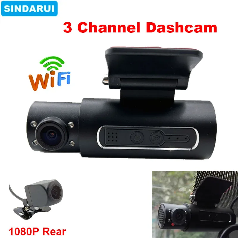 3 Channels Car Dashcam Wifi 24h Parking Monitor Front and Inside & Rear Auto Camera Car DVR Fuse Box Powered Video Recorder