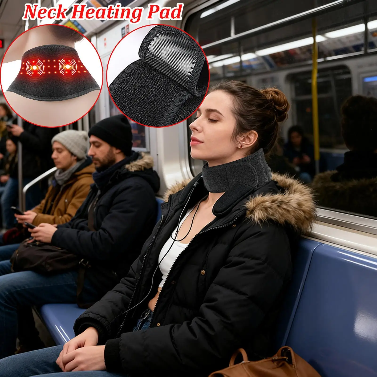 

Грелка для шеи, регулируемый ремень, шарф с подогревом и регулируемыми ремнями, 3-температурная шаль, инструмент для теплой спины для женщин и пожилых людей