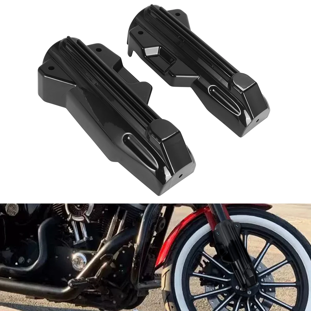 Glänzend schwarz/Chrom Motorrad-Untergabelabdeckungen passend für Harley Electra Street Road Glide King FLHR FLTRX FLHX 2014–2022