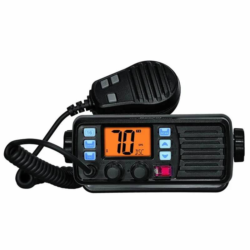 IP-67 waterproof and dustproof VHF FM fixed marine radio with external GPS receiver and weather forecast alarm