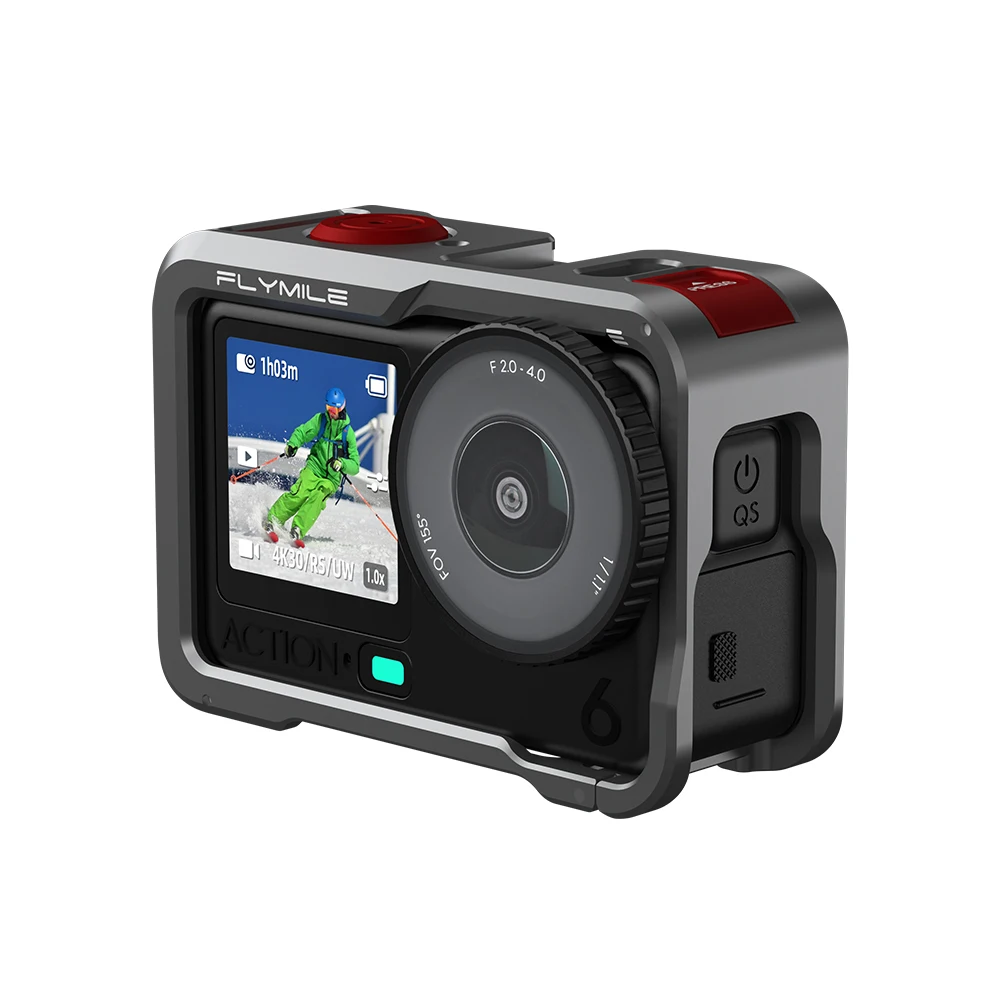 Custodia protettiva in alluminio per gabbia per conigli per DJI OSMO ACTION6, supporto adattatore di espansione con telaio in metallo con accessorio per fotocamera copriobiettivo