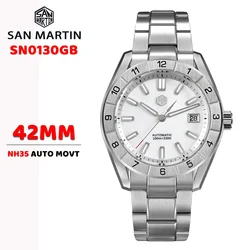 San Martin New 42mm Peacock Gemstone Dial NH35 Luxury Men Watch Automatic Mechanical Sapphire 100M Waterproof Luminous SN0130