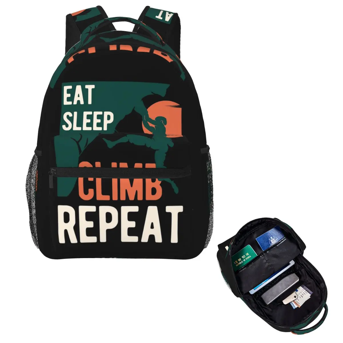 

Funny Rock Climbing Backpack Hot Sale Daypack Large Capacity Children BookBag School Bag Shoulder Bags for Men Women