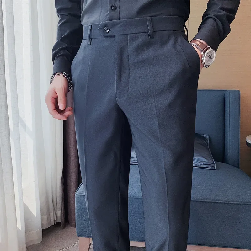 Men Formal Wear Suits Pants Male Solid Wedding Dress Trousers High Quality Men British Style Slim Fit Business Casual Suit Pants