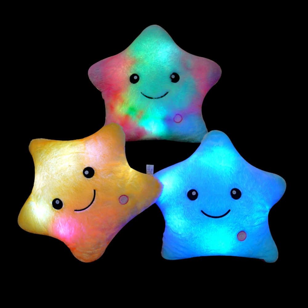 20CM Creative Toy Luminous Pillow Soft Stuffed Plush Glowing Colorful Stars Cushion Led Light Toys Gift For Kids Children Girls