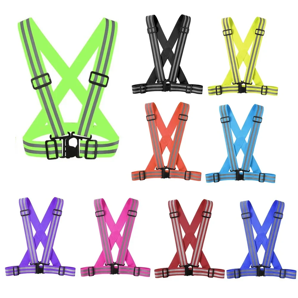 

5*1cm Highlight Reflective Straps Night Work Security Running Safety Adjustable Reflective Vest High Visibility Jacket For Run