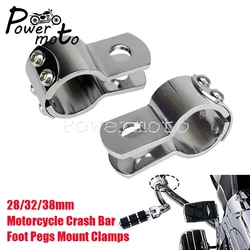 Motorcycle Foot Pegs Mount Chrome Footpeg Clamp 28mm 32mm 38mm Highway Engine Guards For Harley Softail Fat Bob XL Dyna Honda