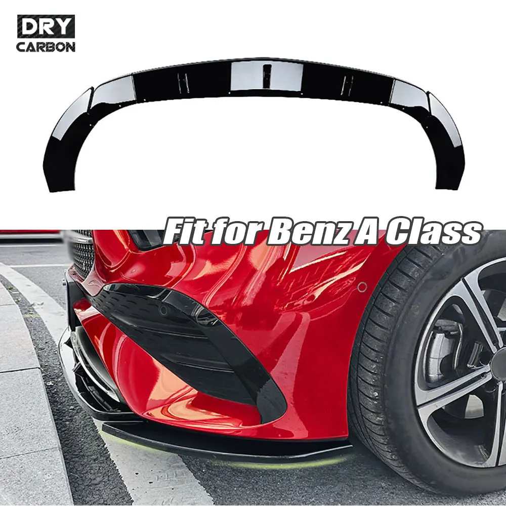 ABS Materials Front Bumper Lip Chin Spoiler for Mercedes Benz A Class W177 A180 A200 A35 AMG 2023+ Car Styling Accessories