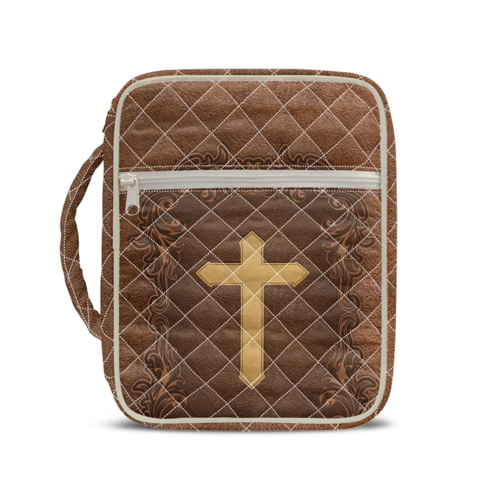 Coloranimal Vintage Scroll Zippered Pocket Quilted Bible Cover for Woman Portable Bible Holder Case 2026 Collection