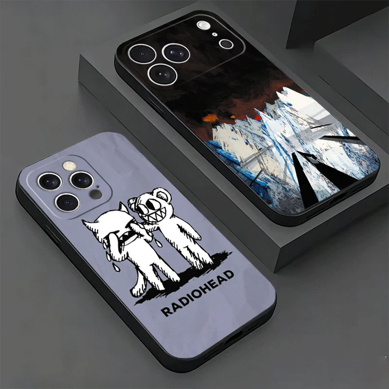Мягкий чехол для iPhone 17 16 Pro Max 15 R-Radiohead Bnad 16E 17E 14 Plus 13 Mini 12 XS 7 SE 8 Air, черный, защитный корпус