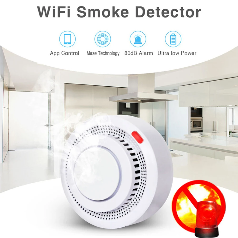 Smart Smog Detector Fire Alarm Compact Easy To Use WiFi Smog Alarm For Home Family