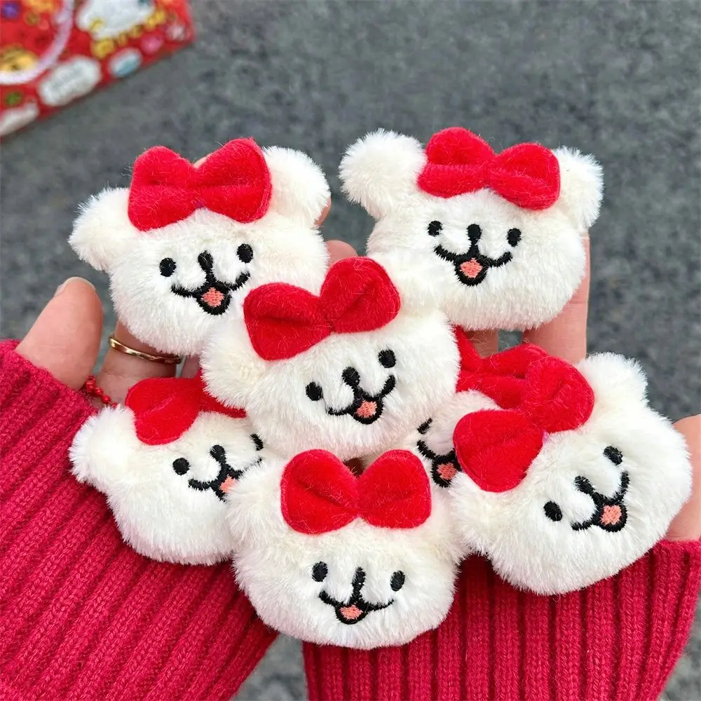 Fashion Cute Plush Doll Keychain Creative Cartoon Red Bow Puppy Brooch Girl Heart High Appearance Level Car Key Ring Student