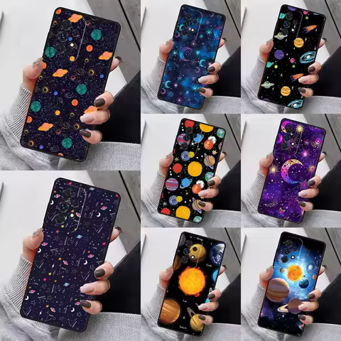 Magic Space Moon Planet Phone Case For Samsung Galaxy S23 S21 S20 FE S24 S22 Ultra Note20 S10 S9 S8 Plus A40 A52 A12 A13 A53