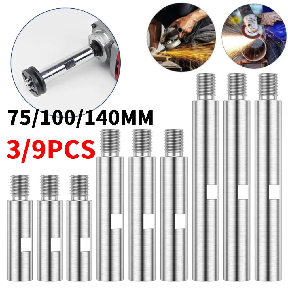 

9Pcs M14 Angle Grinder Extension Rod 75/100/140mm Thread Adapter Rod Polishing Pad Grinding Connection Rod Polisher Accessories