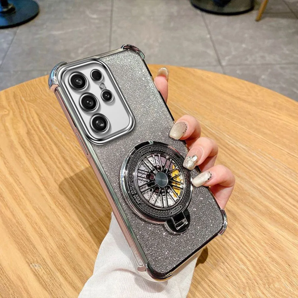 Galvanisieren Sie die schützende Handyhülle für Samsung Galaxy S24 S23 FE S25 Ultra S22 S21 Plus A16 A06 A36 A55 A35 Ringhalterungsabdeckung