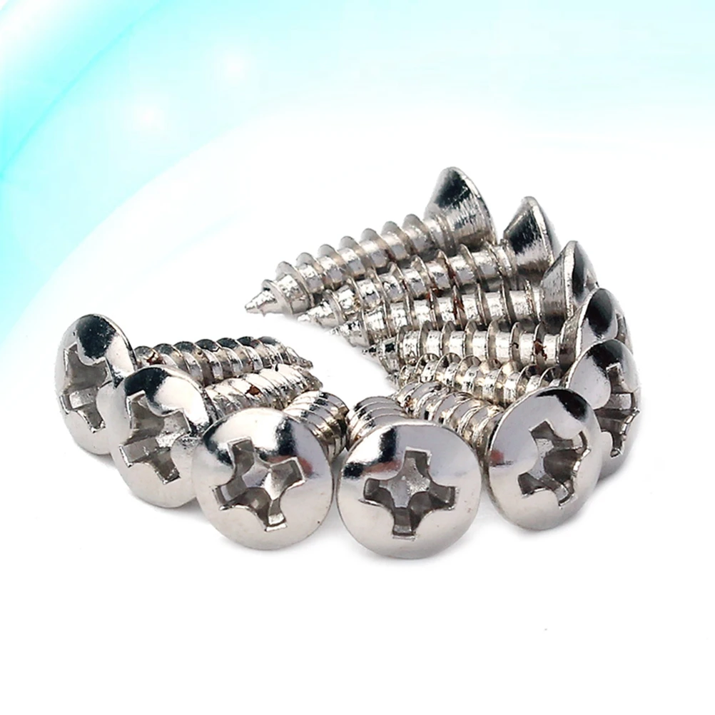 

10 pcs Pickguard Screws 3X12Mm Silver Guitar Mounting Hardware For Electric Bass Cover Plate Compatible With Countersunk