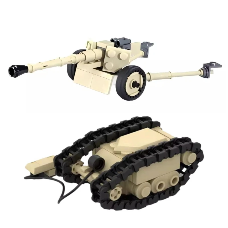 

War II Military Series German Pak 40 Anti Tank Gun Building Blocks MOC E-Motor Remote Tank Model DIY Kids Toys Boy Birthday Gift