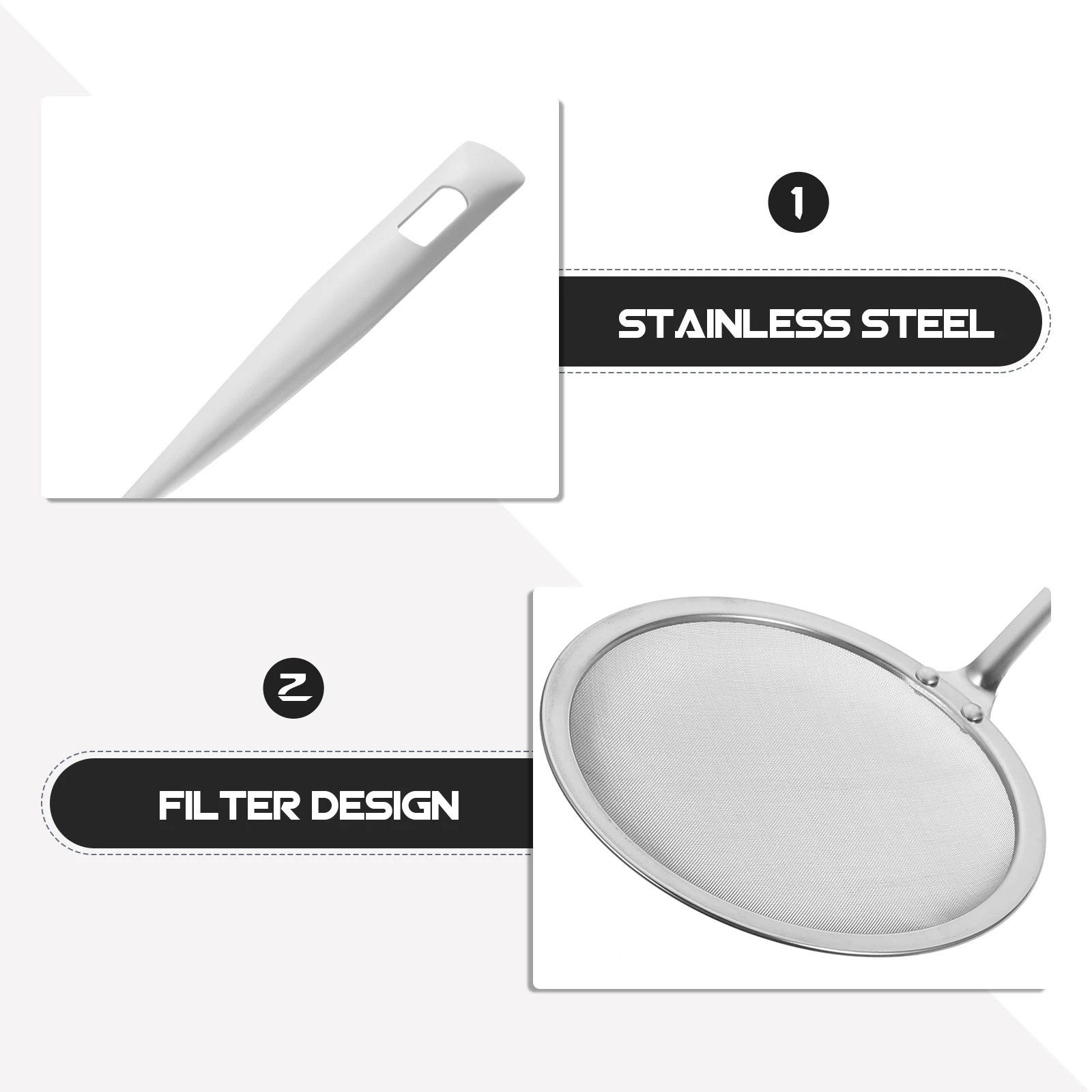 

1 pc 304 Stainless Steel Oil Strainer Mesh Colander Spoon Filter Soup Strainer Kitchen Tool For Cooking Frying Filtering