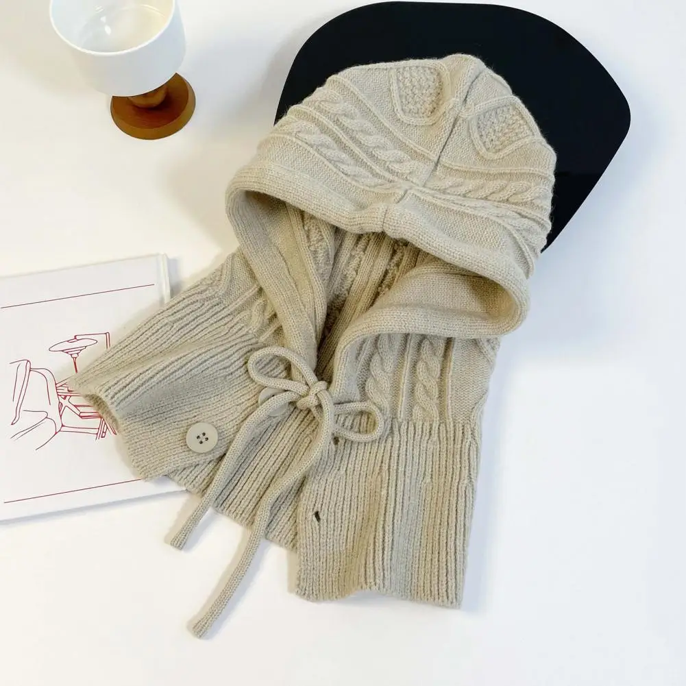 Elastic Women Hat Solid Color Knitting Hat Thicken Imitation Cashmere Scarf Hat Warm Winter Accessories with Jacquard Texture