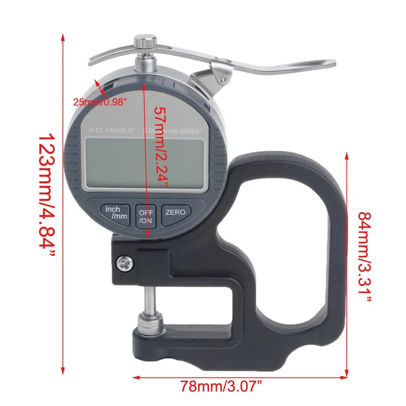 

Digital Micrometer 0.001 12.7mm Electronic Thickness Gauge Depth LCD Measurement