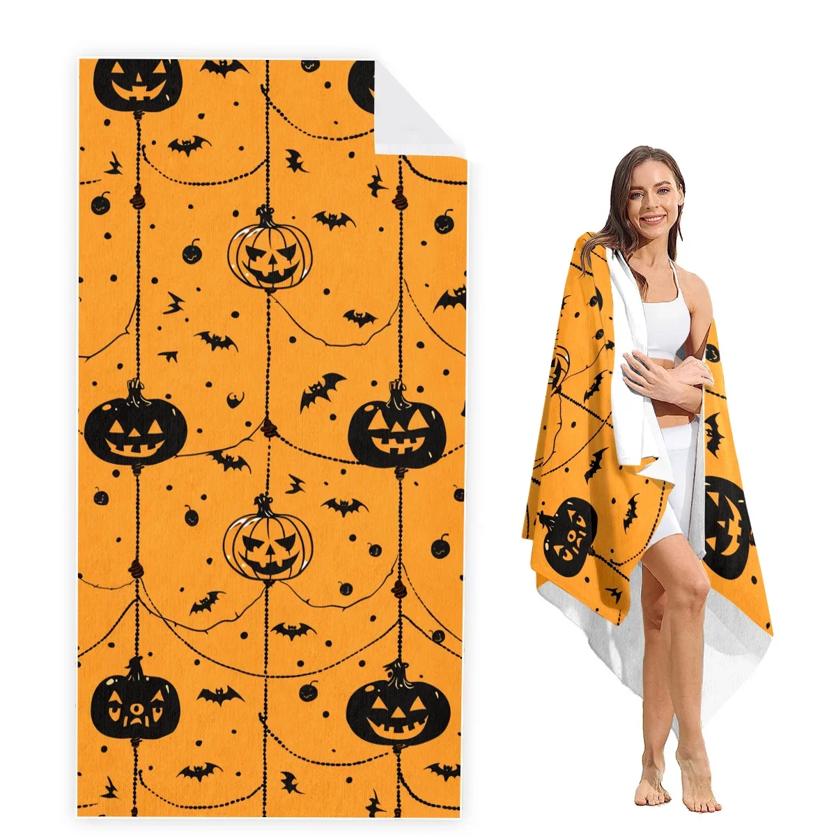 

Hallowmas Beach Towel Oversized, Super Absorbent Sand Free Thick Microfiber Beach Towel,Beach Towels for Kids,Men,Women