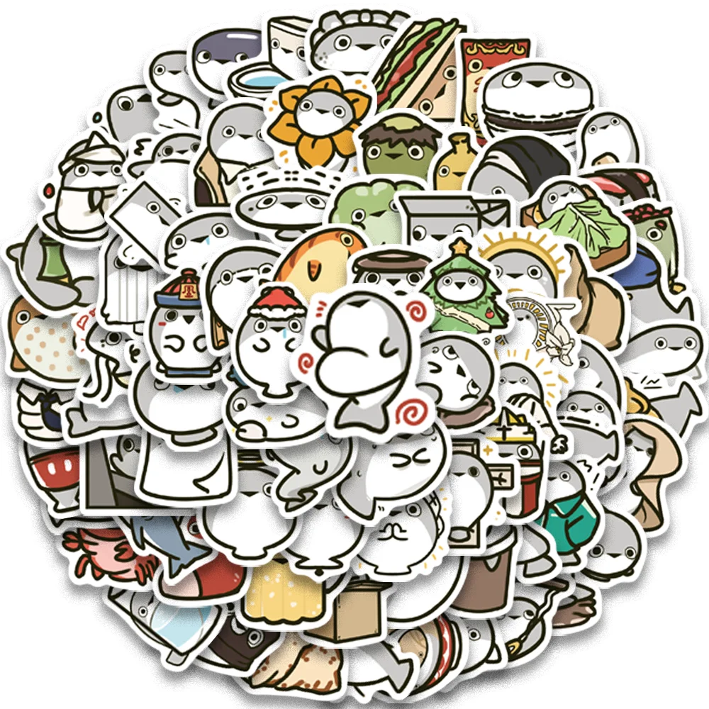 80Pcs Cartoon Cute Sakaban Turtle Fish Stickers for Phone Case Notebook Suitcase Water Bottle Decoration Waterproof