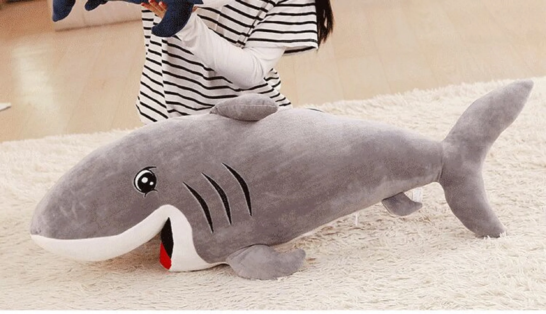 cute plush shark toy stuffed undersea world gray shark doll gift about 100cm