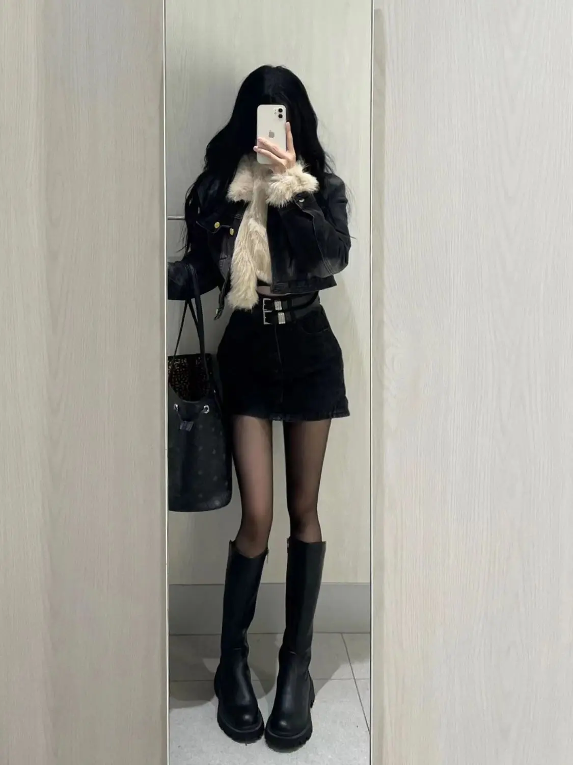 Denim jas hoody bont pluche dames herfst grunge bijgesneden standneck minimalistische stedelijke sociale verzamelen geborduurde gewatteerde jassen